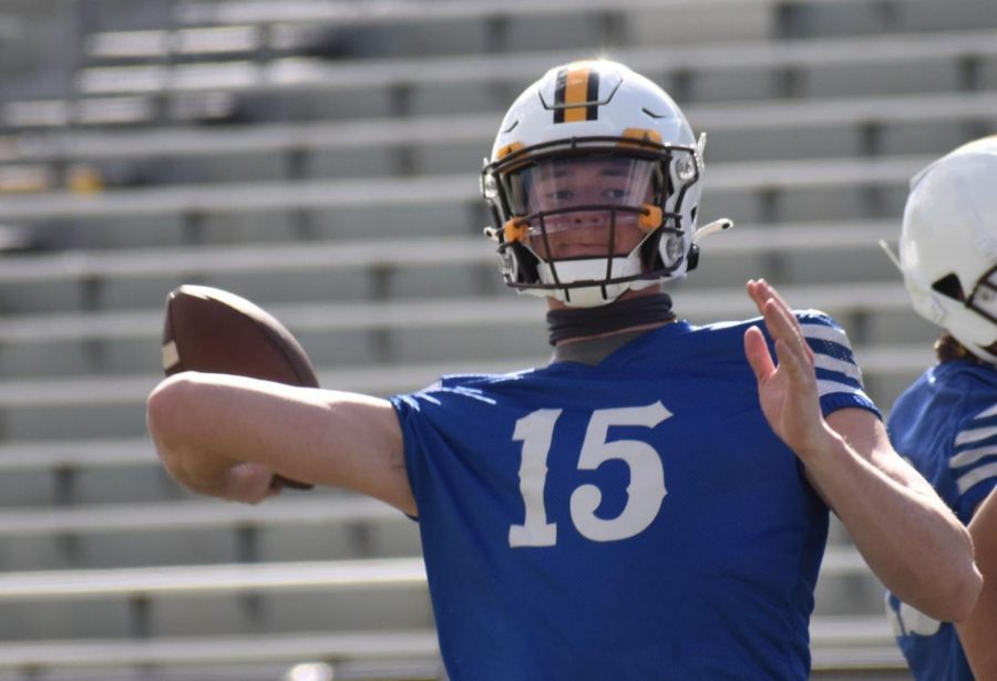 Wyoming quarterback Levi Williams throws a pass during spring practice on April 8 at War Memorial Stadium in Laramie.