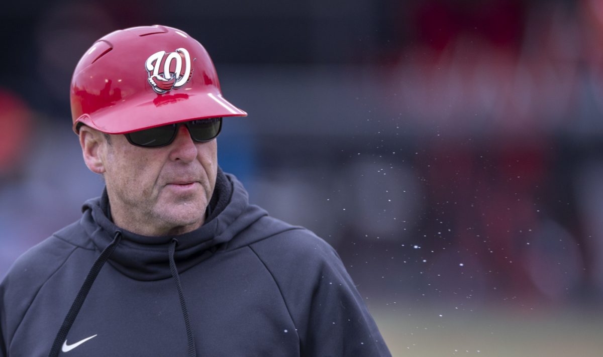 Western Kentucky University Head Baseball Coach Marc Rardin spits during a game against the Illinois State Redbirds at Nick Denes Field on Feb. 14, 2025.