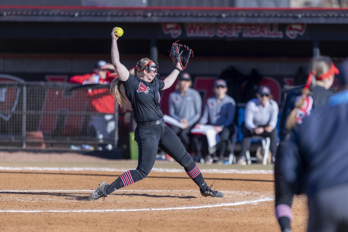 Western Kentucky Hilltoppers pitcher Rylan Smith (17) pitches the ball during the game at the WKU Softball Complex on Friday, Feb. 28, 2025 