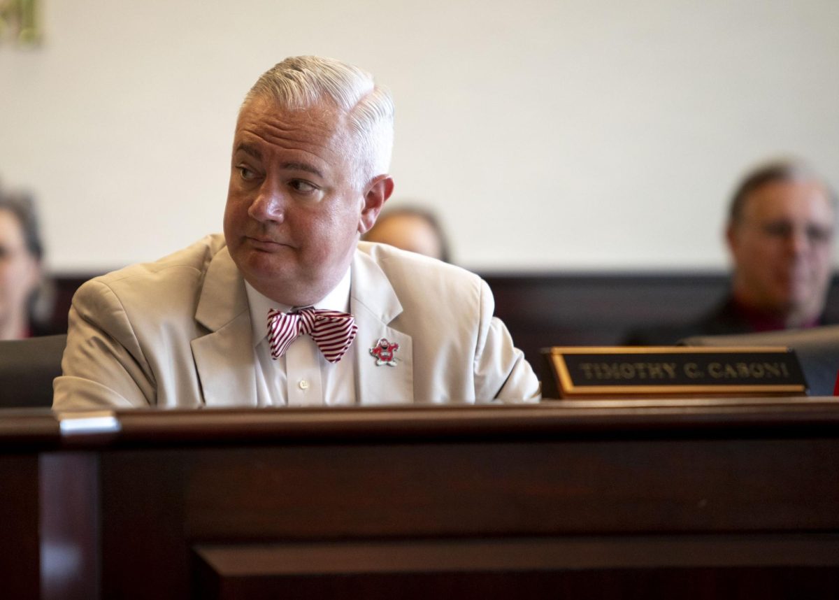 WKU President Timothy Caboni addressed criticism for renderings depicting Cherry Hall’s planned renovations during a Board of Regents meeting on Thursday, May 8, 2025 in Jody Richards Hall. 